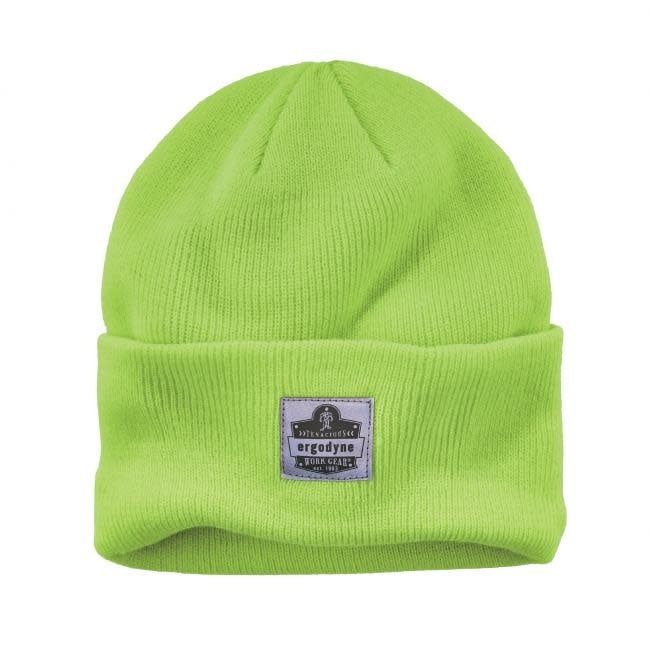 ERGODYNE Cuffed Ribbed Knit Beanie 6806, Color: LIME