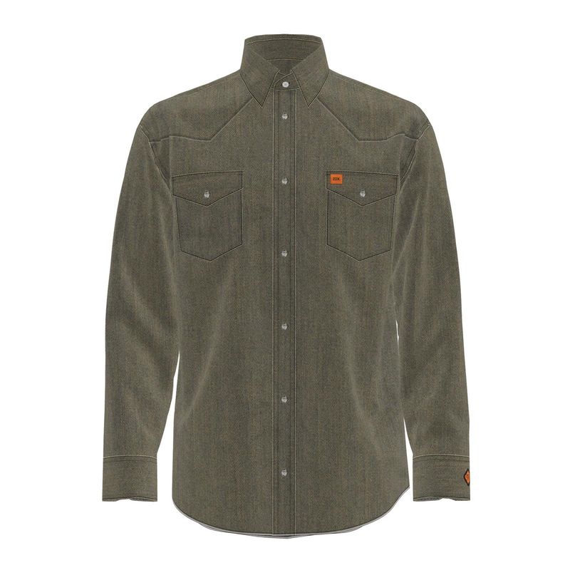 **WRANGLER FR Flame Resistant 20X Snap Long Sleeve Shirt, Color: 112337759  HEATHER KHAKI, Size: S