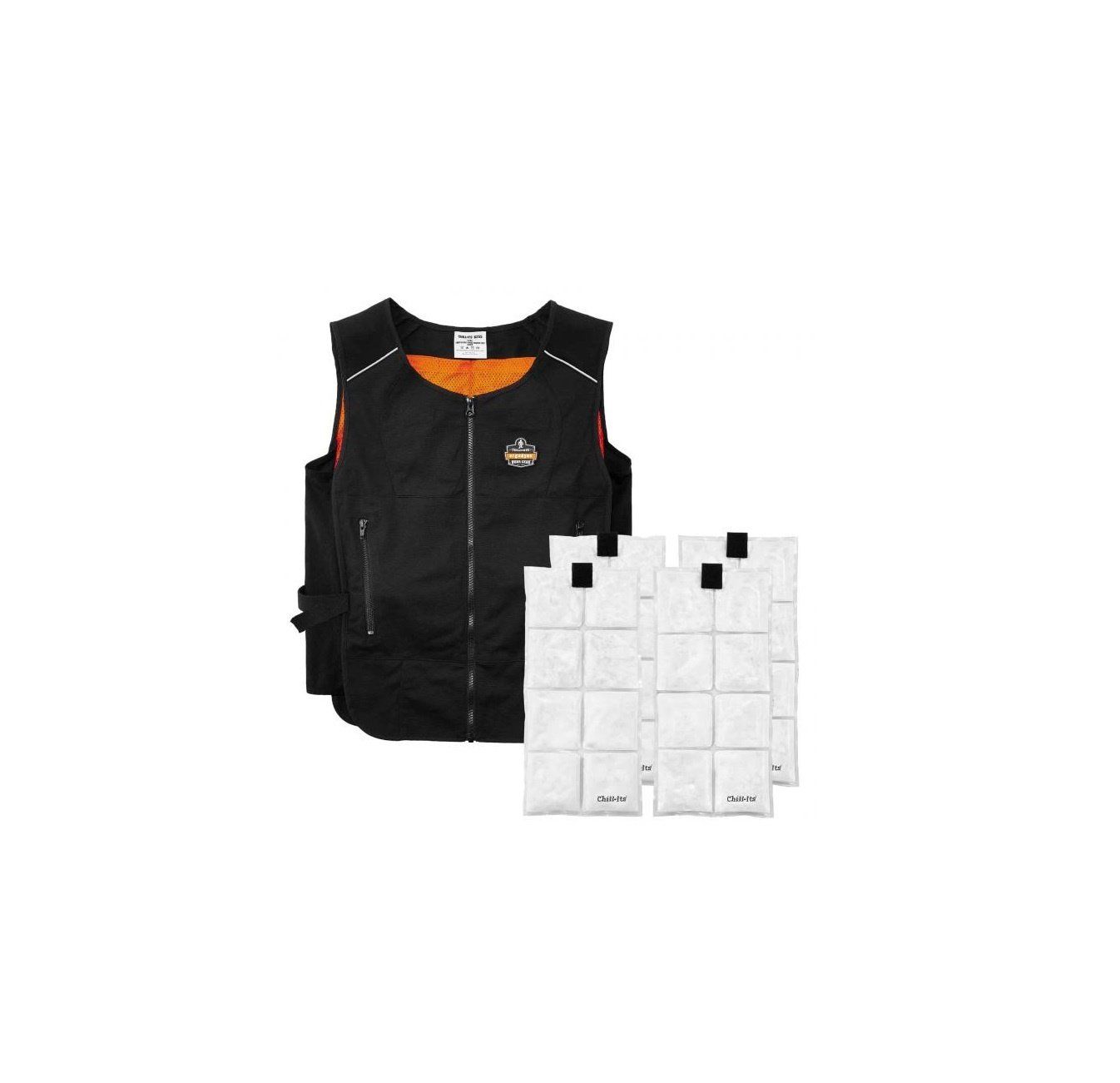 ERGODYNE LIGHTWEIGHT PHASE CHANGE COOLING VEST + PACKS 6260, Color: BLACK, Size: S/M