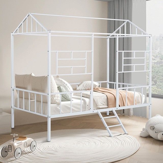 RHONDA  WHITE K/D TWIN LOFT BED (FM-BK908WH-T)