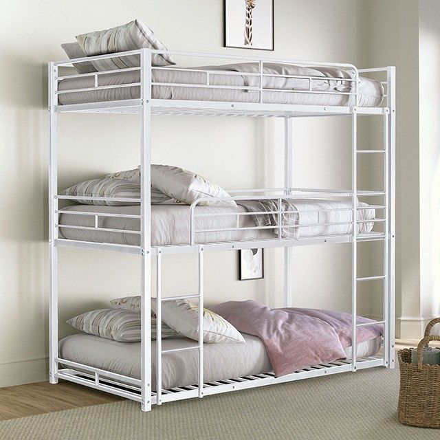 Felgu White Triple Twin Metal Bunkbed (FM-BK909WH-T-1-2)