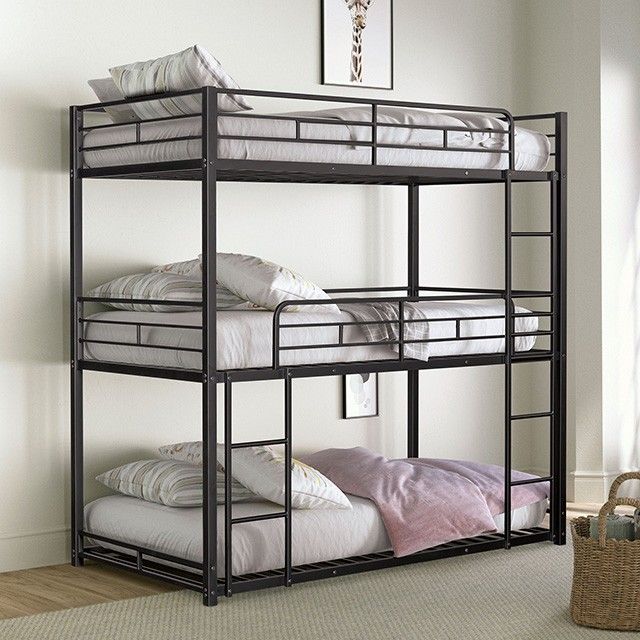 Felgu Black Triple Twin Metal Bunkbed  (FM-BK909BK-T-1-2)