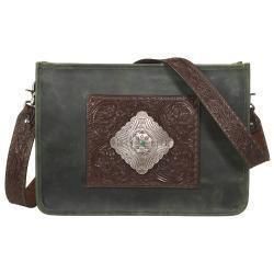 ANGEL RANCH EMERALD COLLECTION LARGE CONCEAL CARRY CROSSBODY GREEN D3300063137