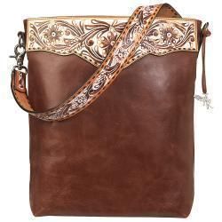 Angel Ranch Large White Washed Daisy Collection Conceal Carry Crossbody Brown D330005902