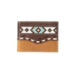 Nocona Mens Bifold Wallet Beaded Inlay Buck Lacing Brown N5416202