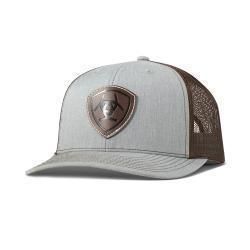 Ariat Mens Cap R112 SnapBack Faux Leather Patch Light Grey A300089946