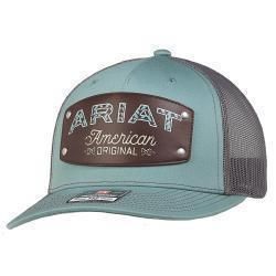 ARIAT MENS CAP R112 FAUX LEATHER PATCH BLUE GREY A3000867123