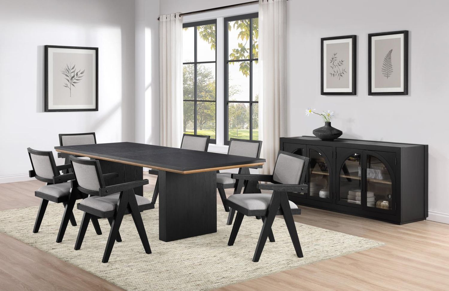 Magnolia Black Standard Table w/8 Chairs (MM600KS,MM600KTT,MM520KTB,MM600KAC)