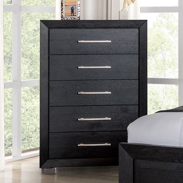 Ashbourne Black 5 Drawer Chest (FM7415BK-C)