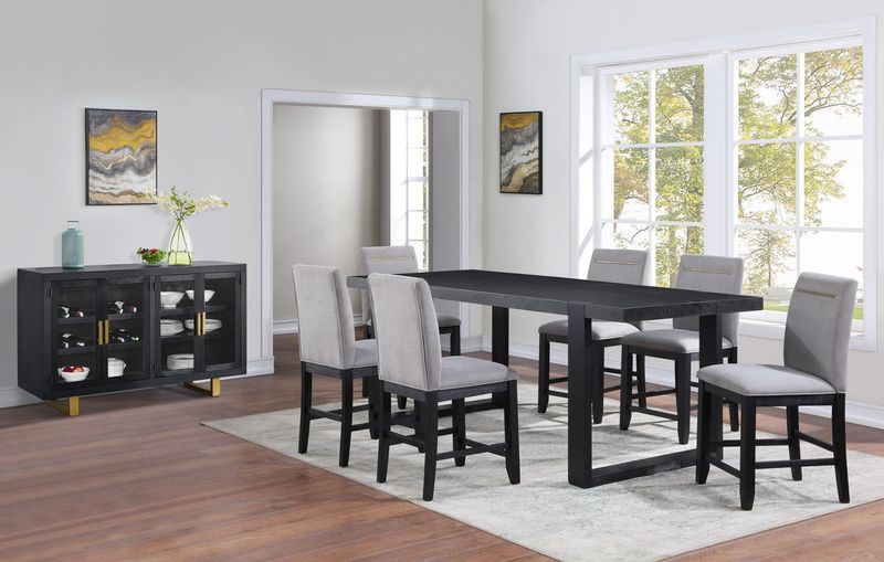 Yves Black Counter Table w/ 6 Chairs (YS500PTT,YS500PTL,YS500CCG)