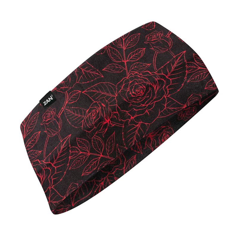 Zan® Headband Sportflex® UPF50+ Series, Color: HBL206 Black & Red Roses