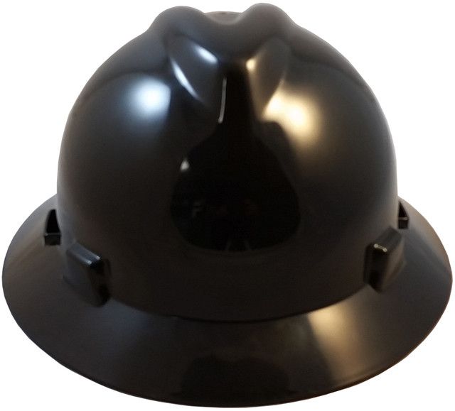 MSA Black V-Gard Full Brim Hard Hats with One-Touch Suspensions Black 10058327