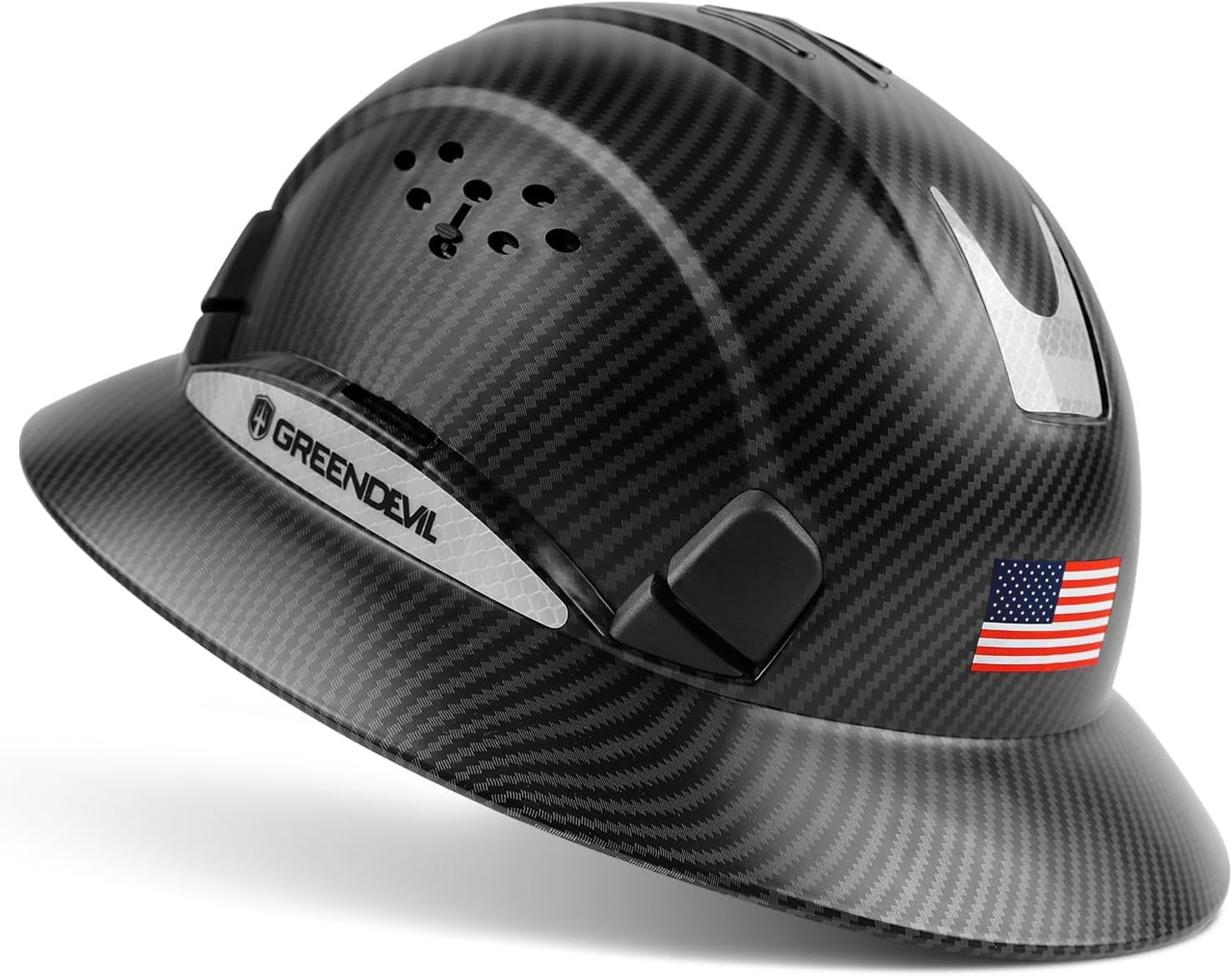 GREEN DEVIL FULL BRIM HARDHAT, Color: Matte Black Graphite Pattern