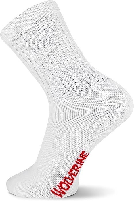 WOLVERINE COTTON CREW SOCK WWM40009B4, Color: WHITE, Size: M