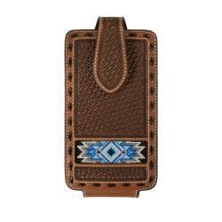 3D Cell Phone Case Basket Weave Embossed Buck Lace Brown D350000902