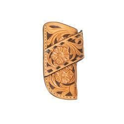 3D Knife Sheath Horizontal Hand Tooled Chocolate Buck Lacing Brown D8402502
