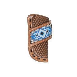3D Knife Sheath Vertical Blue Diamond Inlay Brown D8401702