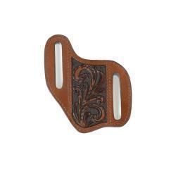 3D Leather Knife Sheath Pancake Floral Embossed Brown D8401402