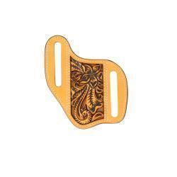 3D Leather Knife Sheath Pancake Floral Embossed Tan D8401508