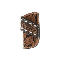 3D Leather Knife Sheath Roughout Buck Lacing Brown D8401002
