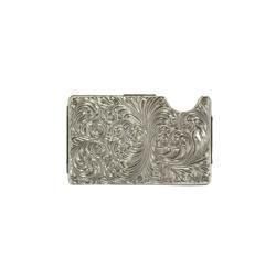 3D Mens Smart Wallet Scroll Engraved Silver D250014536