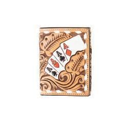 3D Mens Trifold Wallet Hand Painted Ace Cards Natural D250010648