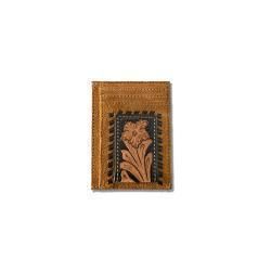Ariat Mens Money Clip Style Wallet Roughout Floral Overlay Tan A3565208