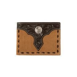 Nocona Mens Bifold Style Wallet Floral Overlay Roughout Tan N500046108
