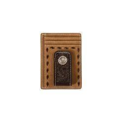 Nocona Mens Money Clip Style Wallet Floral Inlay Roughout Tan N500046208