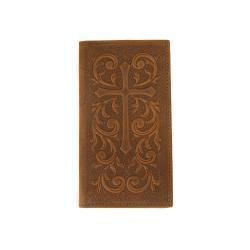 Nocona Mens Rodeo Style Wallet Cross Scrolls Embossed Medium Brown N500046344