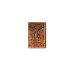 Ariat Trifold Wallet Ostrich Floral Embossed Brown A3553202
