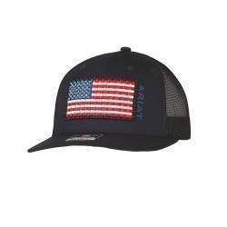ARIAT MENS CAP BASKET WEAVE AMERICAN FLAG NAVY A300086103