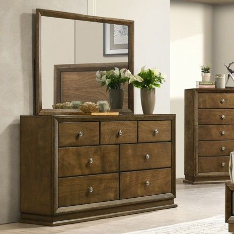 Kirkham Dresser/Mirror Walnut (FM7213WN-D,FM7213WN-M)