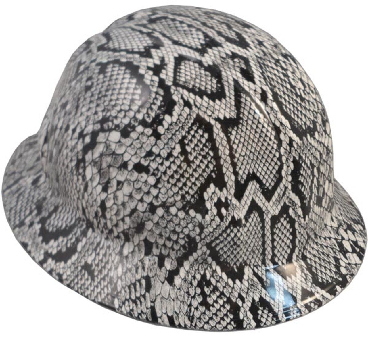 Snakeskin White Hydro Dipped Hard Hats Full Brim Style hdhh-1575-FB