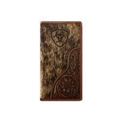 Ariat Mens Rodeo Style Wallet Laser Etched Shield Brown A3564302