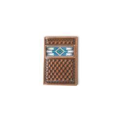 Ariat Mens Trifold Style Wallet Southwestern Inlay Brown A3560502