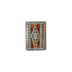 Ariat Mens Trifold Style Wallet Turquoise Outline Southwestern Brown A3560202