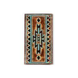 Ariat Mens Rodeo Style Wallet Turquoise Outline Southwestern Brown A3560002