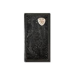Ariat Mens Rodeo Style Wallet Floral Embossed Shield Black A3559701