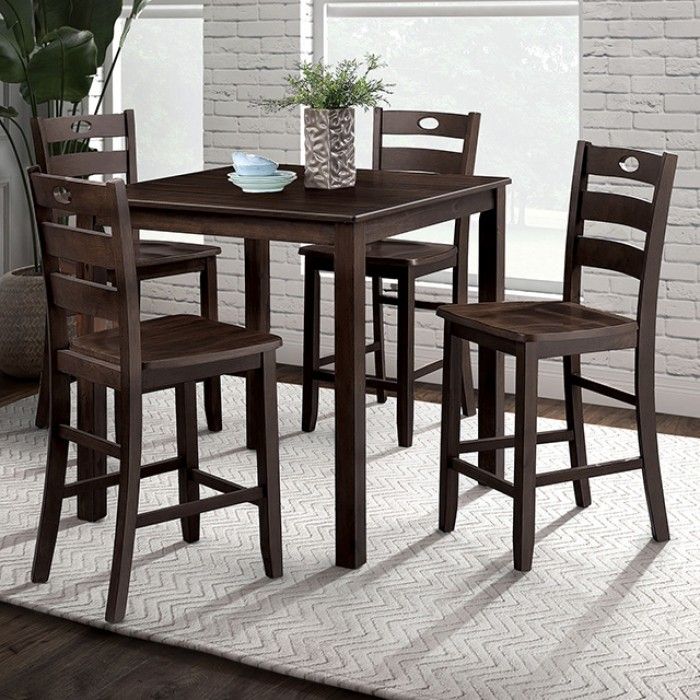 Lubbock 5pc counter height table in espresso (FM3419EX-PT-5PK)