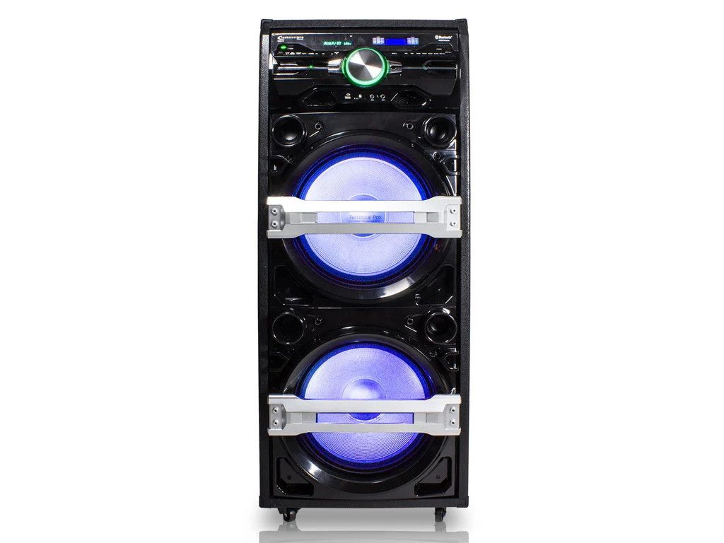 Technical Pro Double 15'' Bluetooth LED Speaker with DVD Player, USB/ SD Card HDMI xTIGERH