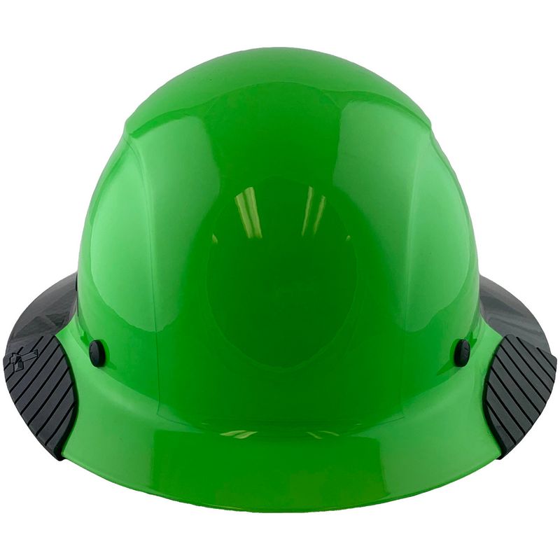 HDF50C-20GC Actual Carbon Fiber Hard Hat - Full Brim Glossy Black and Green