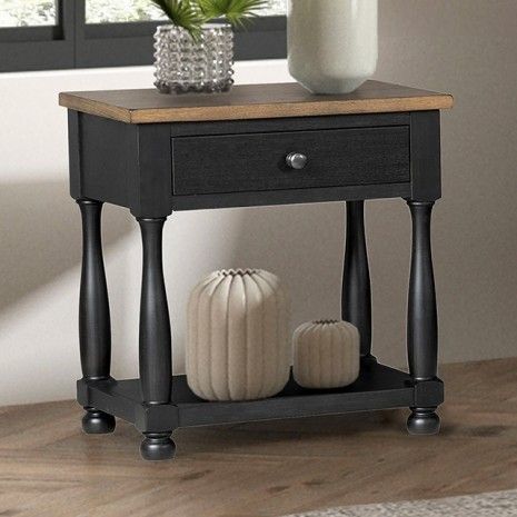 Neue Mills ONE DRAWER Nightstand  Black/Oak (FM79009BK-N1)