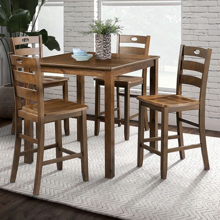 Lubbock 5pc counter height table in walnut (FM3419WN-PT-5PK)