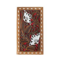 Nocona Rodeo Wallet Floral Filigree Suede Underlay Red N5414804