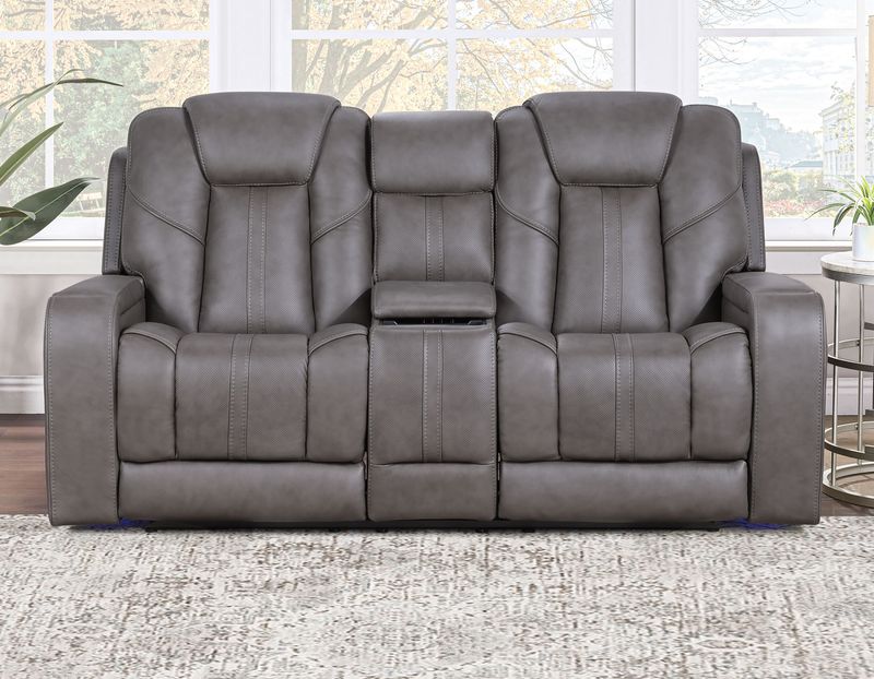 Daniel Triple Power Home Theater Leather Reclining Console Loveseat DAE800L