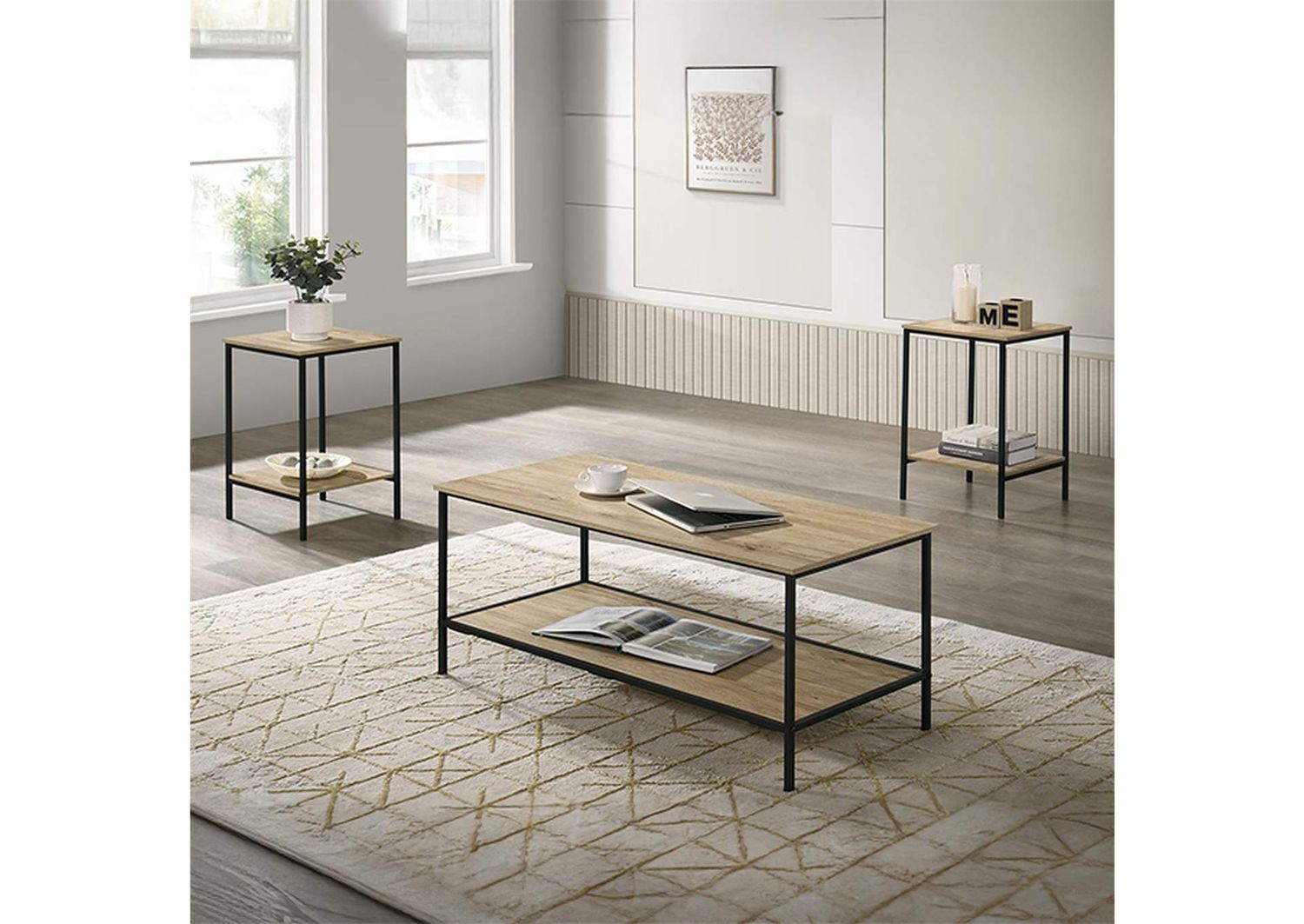 Pallas 3pc. Occasional Set in Natural (FM42903NT-3PK)