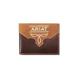 Ariat Bifold Pass Case Wallet Boot Stitch Overlay Brown