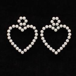 Silver Strike Earrings Beaded Heart