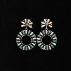 Blazin Roxx Earrings Ivory Turquoise Stones Round